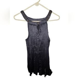 Sundance Nightfall Beaded Halter Pleated Top Size XL